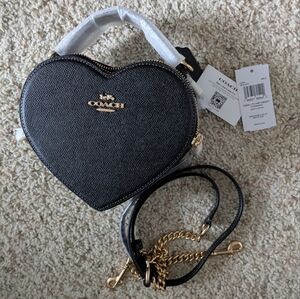 NWT Coach black heart crossbody